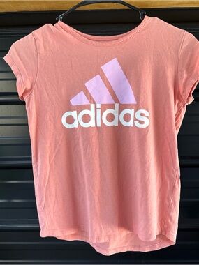 Girl’s Adidas Coral Tee with White Logo - Short Sleeve